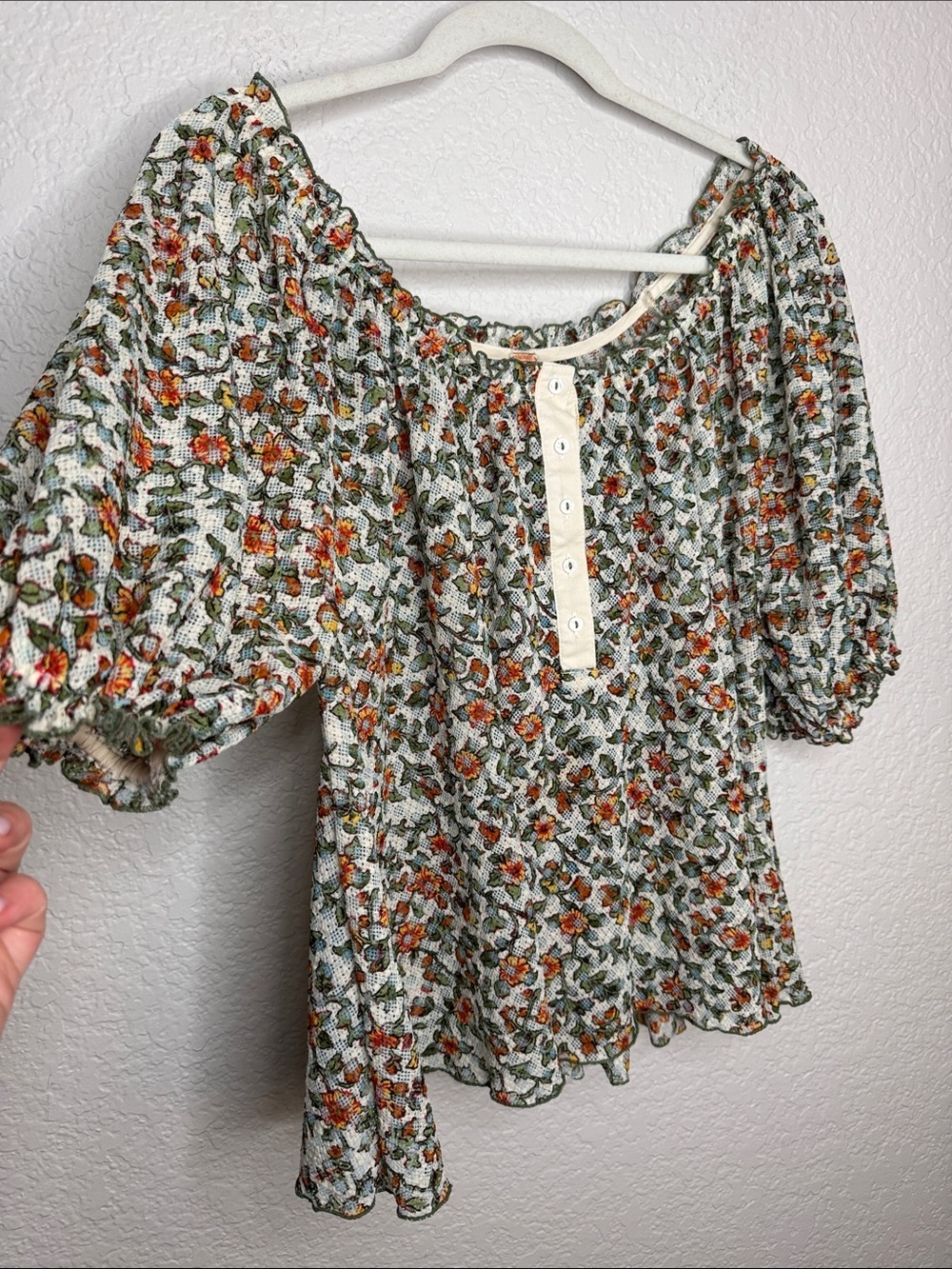 Free People Astra Peasant Top Floral Daisy Medium Summer Lightweight - Picture 4 of 8